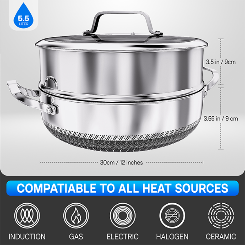 Shallow Casserole with Steamer - 30cm / 5.5L