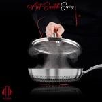 Stainless Steel Deep Frying Pan with Lid - 6 Liter