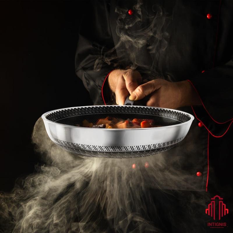 Stainless Steel Deep Frying Pan with Lid - 6 Liter