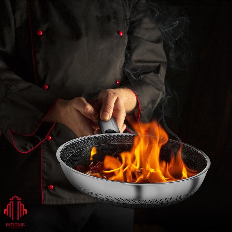 Stainless Steel Deep Frying Pan with Lid - 6 Liter