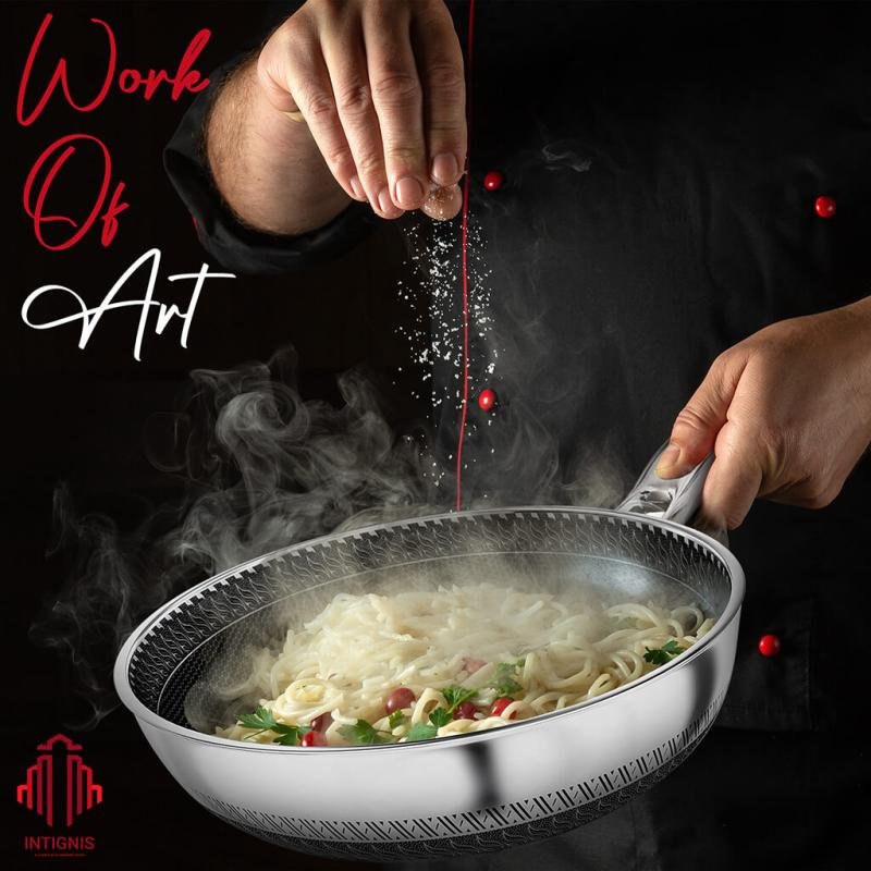 Stainless Steel Deep Frying Pan with Lid - 6 Liter